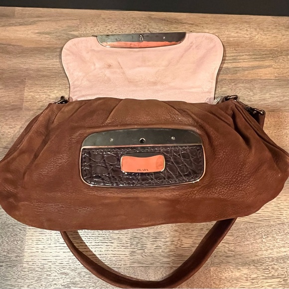 Prada Antique Leather Shoulder Bag with Rhinestone Detail - Picture 8 of 16